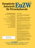 Imagen de portada de la revista Europaische zeitschrift für wirtschatsrecht, EUZW
